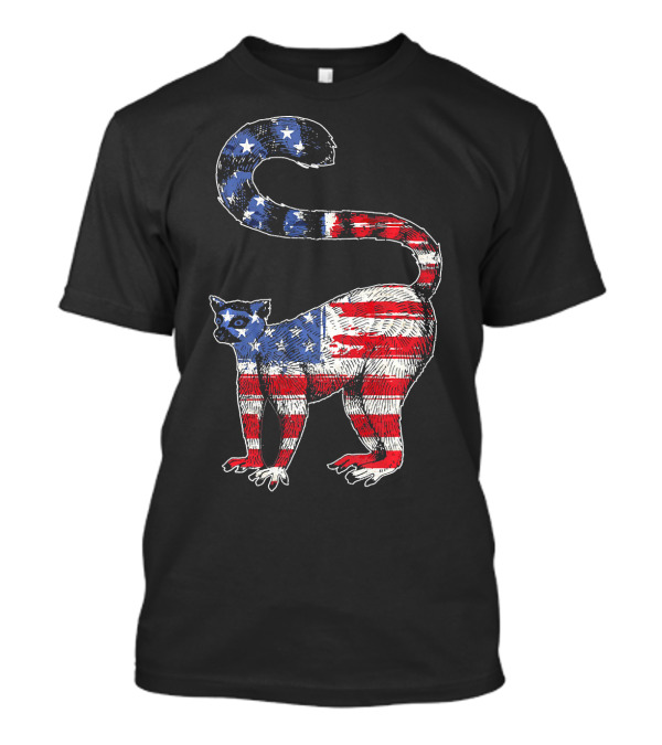 Funny Lemur Stars And Stripes USA Flag T-Shirt