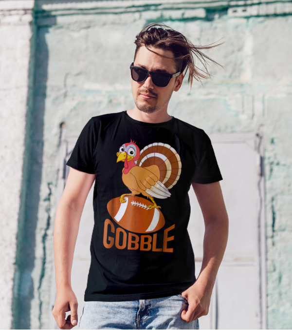 Gobble Funny Turkey Football Thanksgiving T-Shirt
