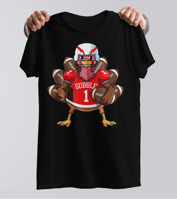 Thanksgiving Turkey Gobble Football Funny Player Game T-Shirt