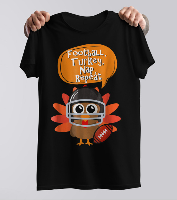 Football Turkey Nap Repeat Helmet Bird Football T-Shirt