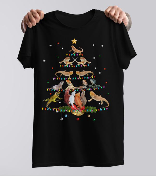 Funny Bearded Dragon Christmas Tree Ornament Reptile Lights T-Shirt