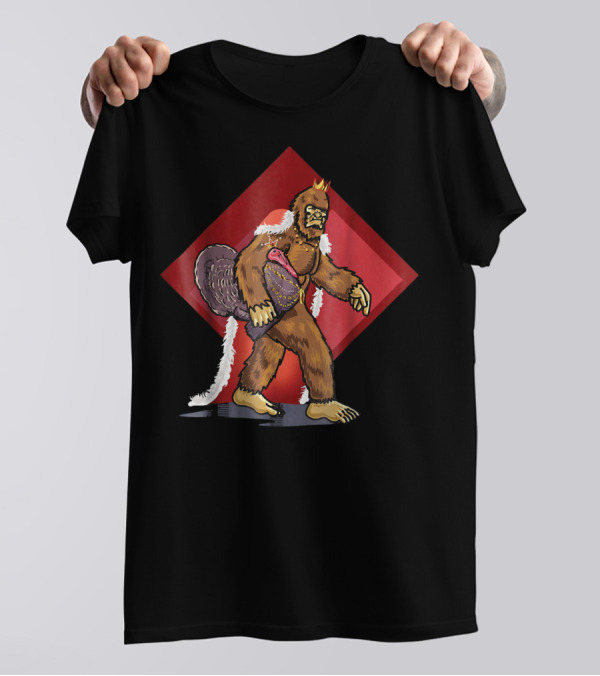 Bigfoot Turkey Sasquatch Funny Thanksgiving Costume T-Shirt