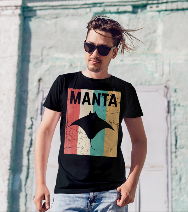Manta Ray Retro Rainbow Anima Vintage Stripes T-Shirt