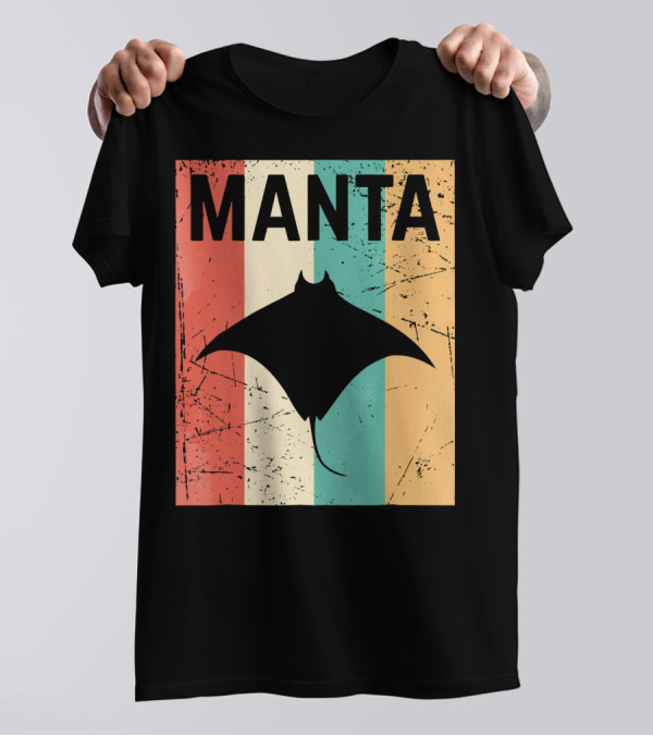 Manta Ray Retro Rainbow Anima Vintage Stripes T-Shirt