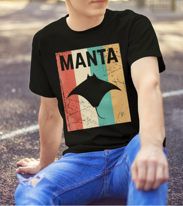 Manta Ray Retro Rainbow Anima Vintage Stripes T-Shirt
