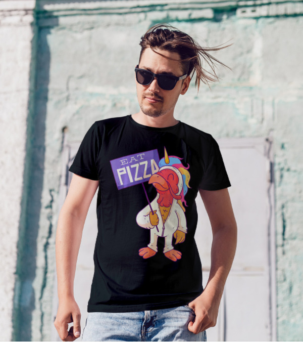 Eat Pizza Funny Thanksgiving Turkey Unicorn T-Shirt