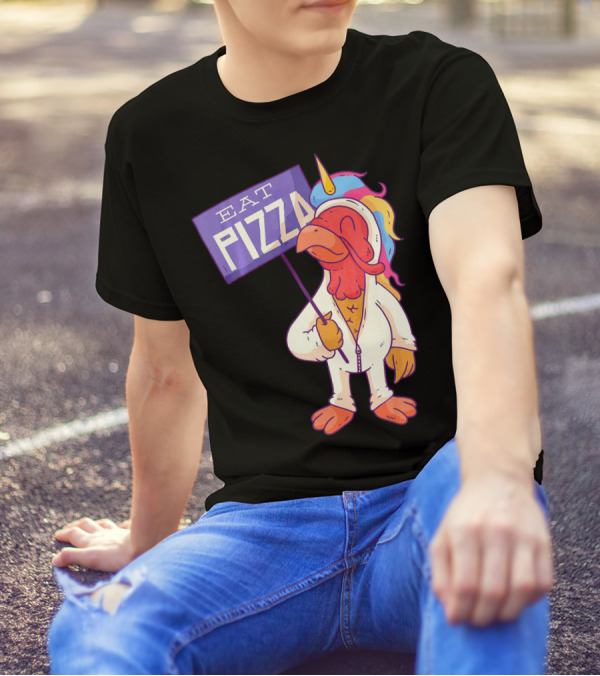 Eat Pizza Funny Thanksgiving Turkey Unicorn T-Shirt