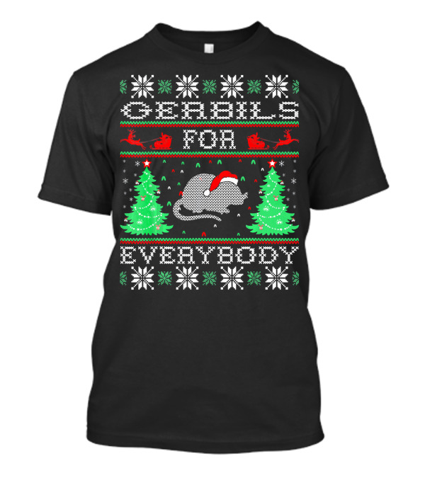 Gerbils For Everybody Christmas Santa Hat Trees Snowflakes T-Shirt