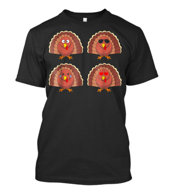 Emojis Turkey Funny Turkeys With Emotion Faces T-Shirt