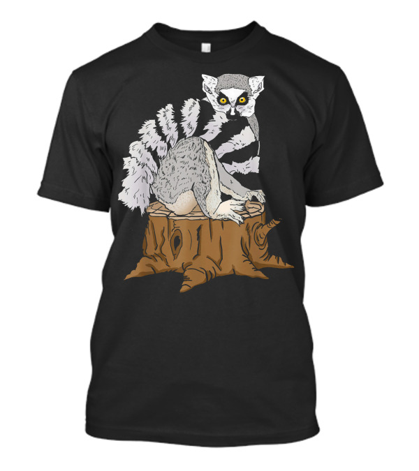 Funny Lemur Sitting On Tree Stump T-Shirt