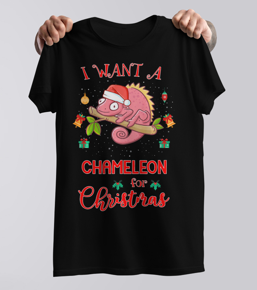 I Want A Chameleon For Christmas Funny Pajama T-Shirt