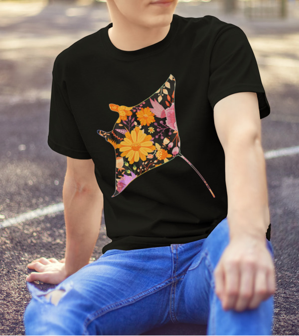 Floral Flower Vintage Retro MANT Ray T-Shirt