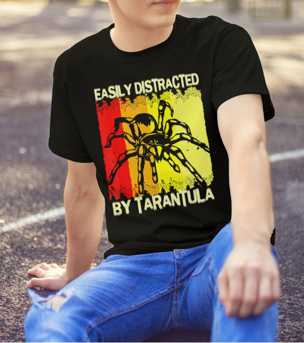 Easily Distracted By Tarantula Spider Retro Colors T-Shirt