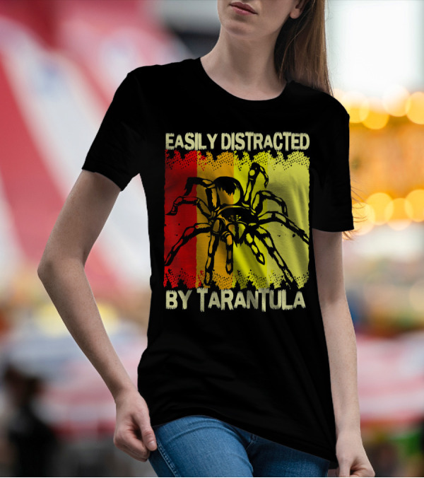 Easily Distracted By Tarantula Spider Retro Colors T-Shirt