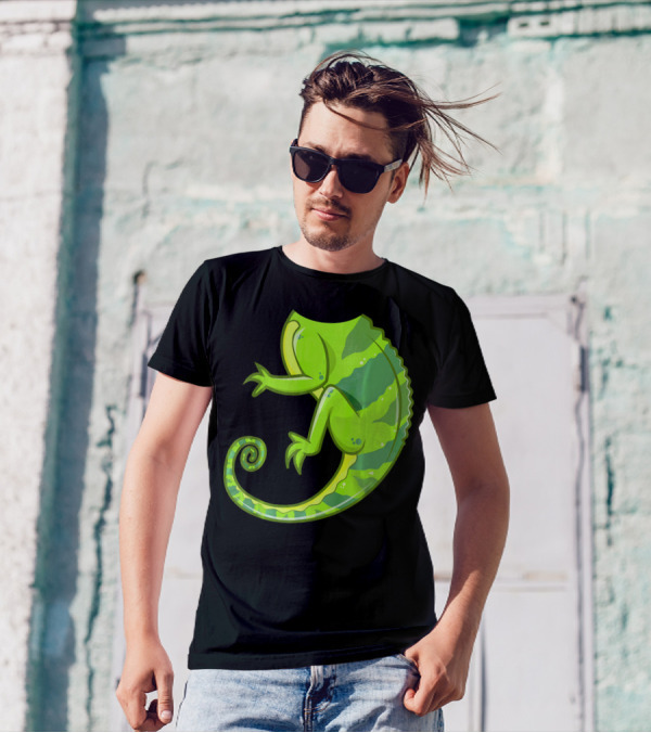 Funny Headless Chameleon Lizard Curled Tail Bright Green T-Shirt