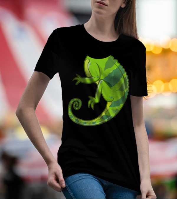 Funny Headless Chameleon Lizard Curled Tail Bright Green T-Shirt