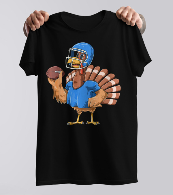 Football Thanksgiving Turkey Football Helmet Gridiron T-Shirt