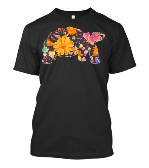 Floral Flower Vintage Retro Tortoise Love Botanical Bloom T-Shirt