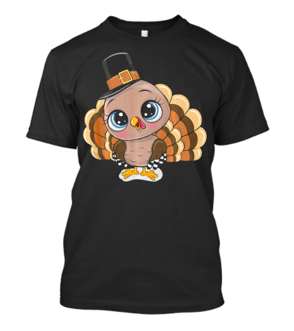 Thanksgiving Turkey With Cute Pilgrim Hat T-Shirt