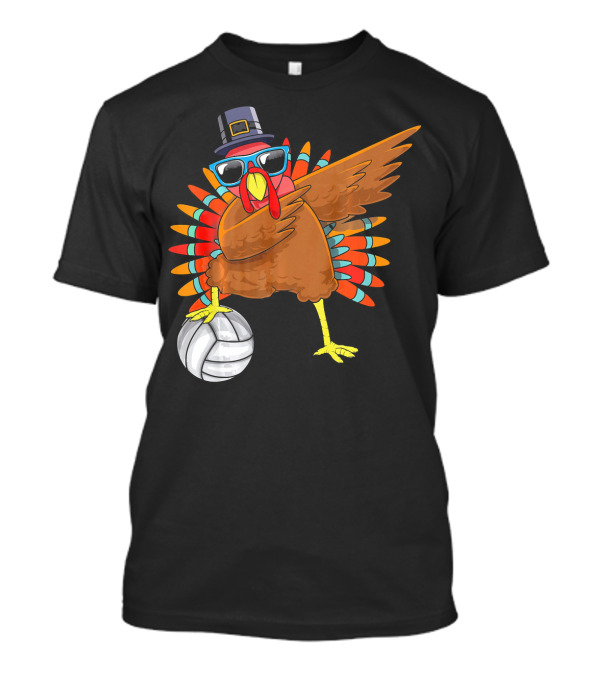 Funny Dabbing Turkey Dab Pilgrim Volleyball T-Shirt