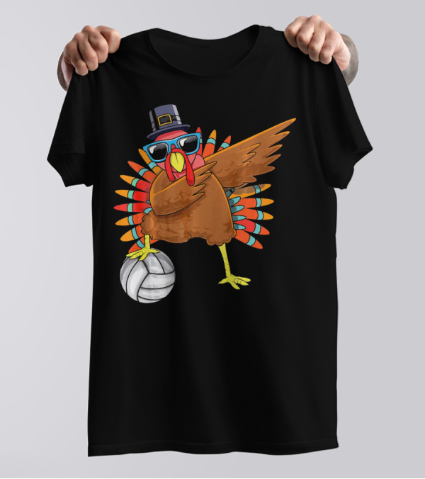Funny Dabbing Turkey Dab Pilgrim Volleyball T-Shirt