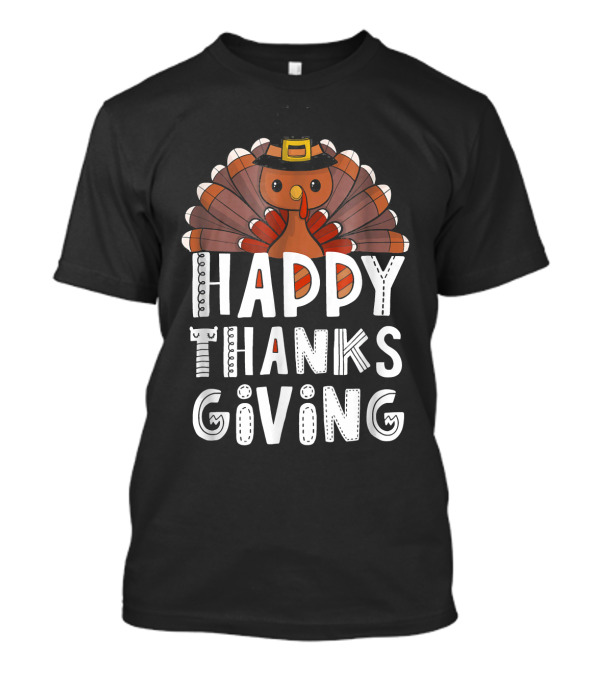 Happy Thanksgiving Funny Turkey In Pilgrim Hat T-Shirt