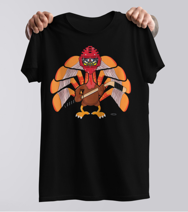 Funny Thanksgiving Turkey Ice Hockey Pilgrim T-Shirt