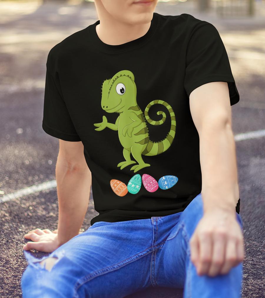 Easter Chameleon With Colorful Eggs And Bunny Ears T-Shirt