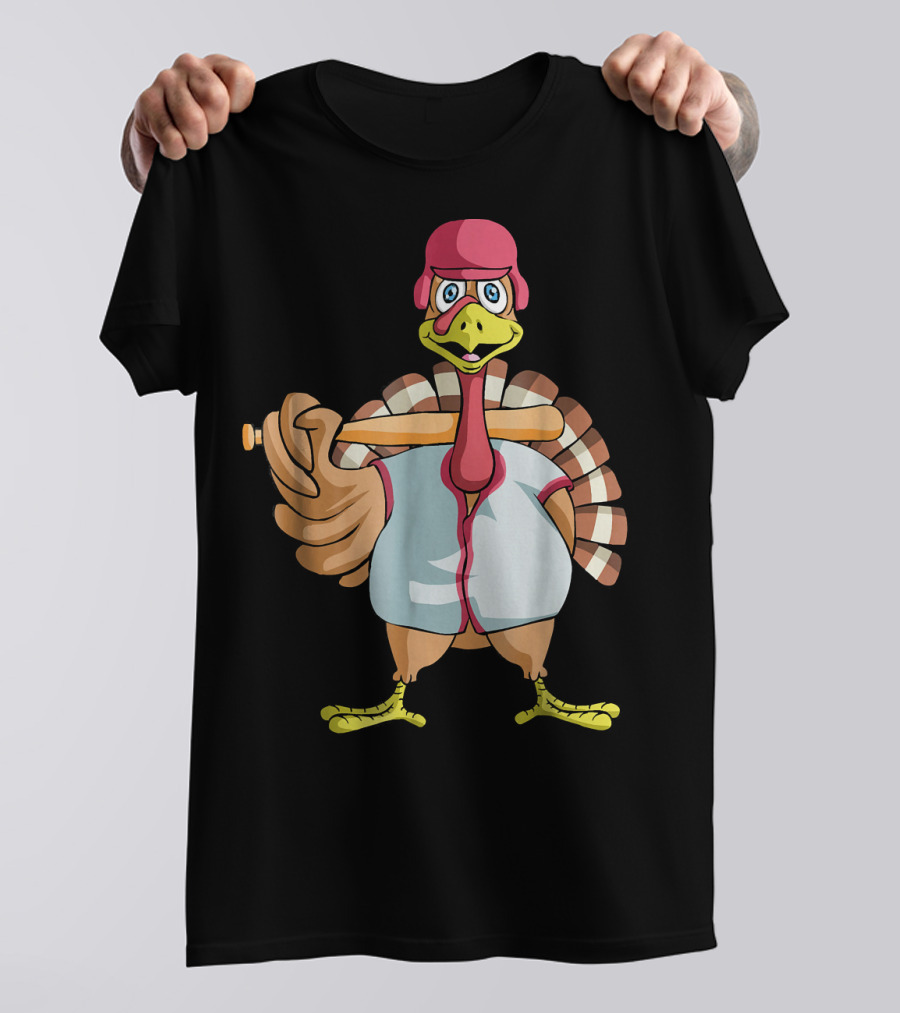 Funny Turkey Baseball Player Thanksgiving Batter T-Shirt