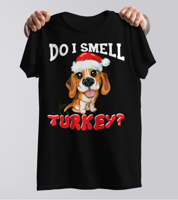 Do I Smell Turkey Cute Beagle Dog In Santa Hat T-Shirt