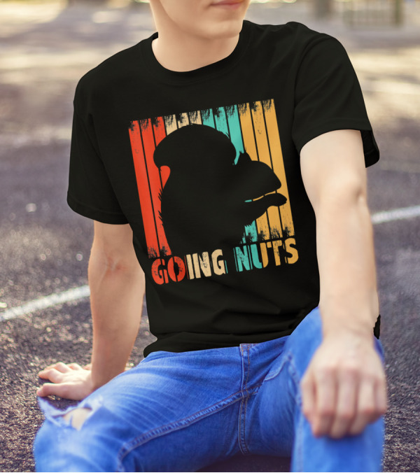 Going Nuts Squirrel Retro Stripes T-Shirt