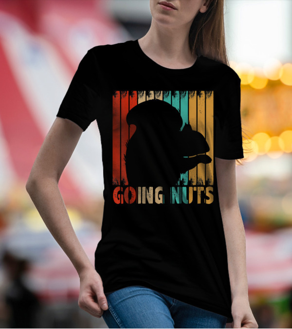 Going Nuts Squirrel Retro Stripes T-Shirt