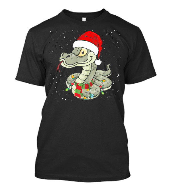 Funny Python Christmas Santa Hat With Festive Holiday Lights T-Shirt