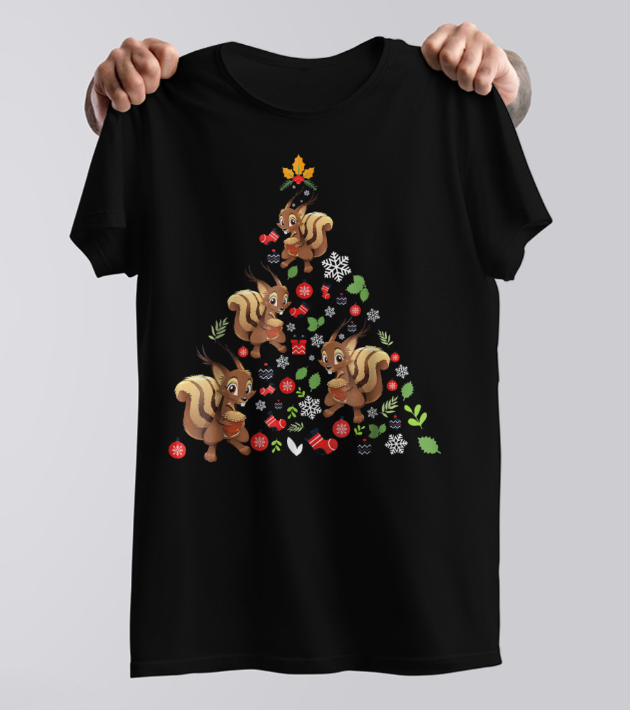 Funny Squirrel Christmas Tree Ornament Decor T-Shirt