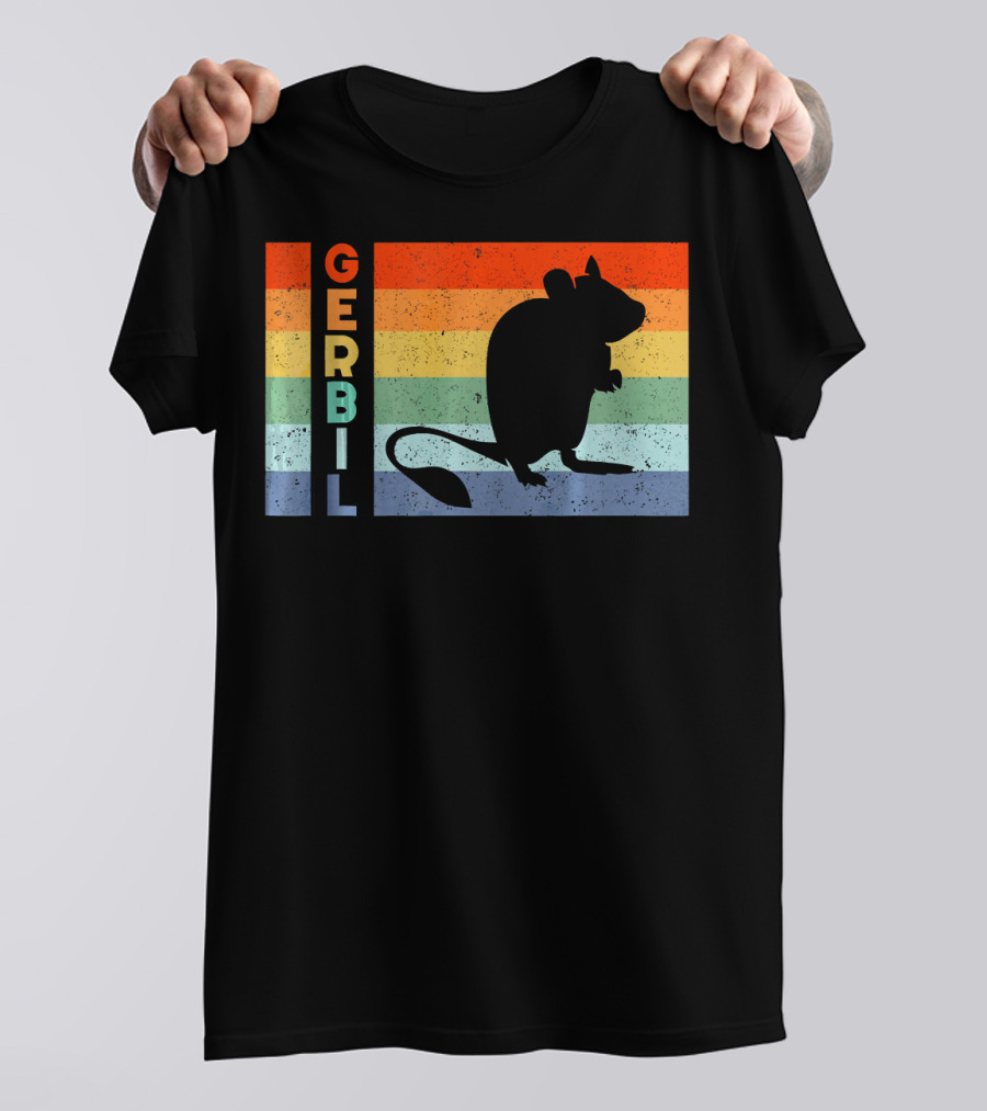 Gerbil Gerbil Vintage Retro Rainbow Stripes T-Shirt