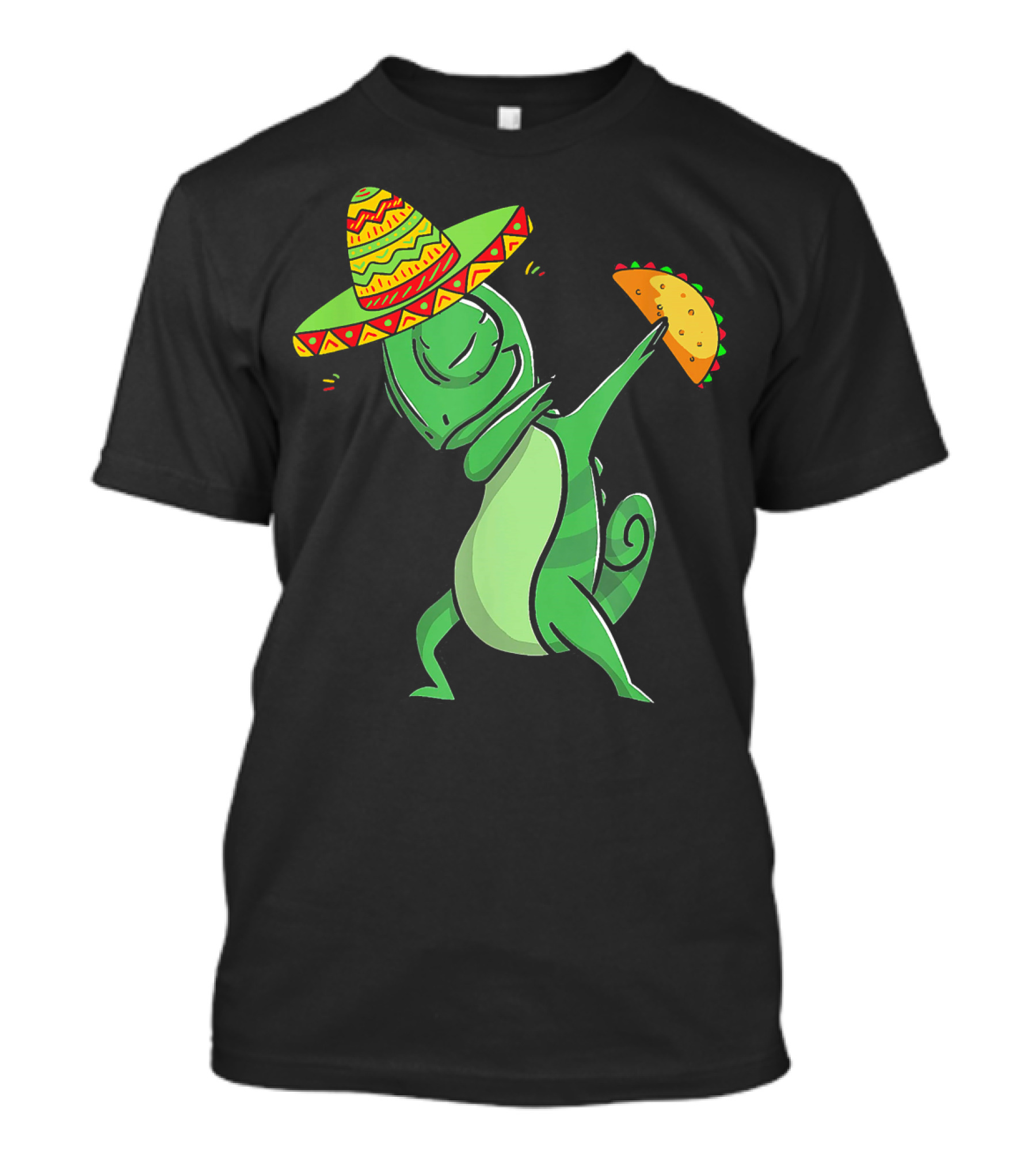 Funny Chameleon Dabbing Taco Cinco De Mayo Sombrero T-Shirt