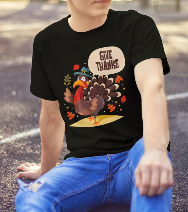 Give Thanks Thanksgiving Turkey Day T-Shirt