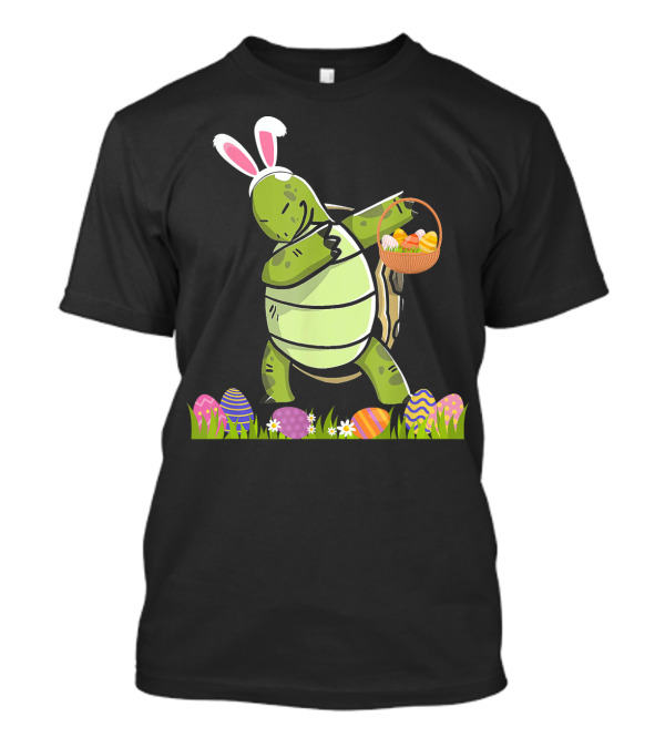Funny Tortoise Dabbing With Easter Eggs And Bunny Ears T-Shirt