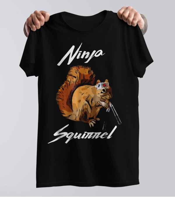 Ninja Squirrel With Headband And Nunchucks T-Shirt