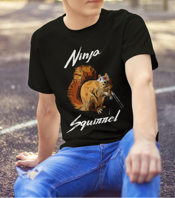 Ninja Squirrel With Headband And Nunchucks T-Shirt