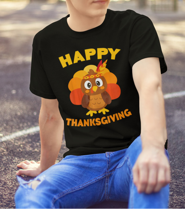 Happy Thanksgiving Cute Turkey Day Holiday T-Shirt