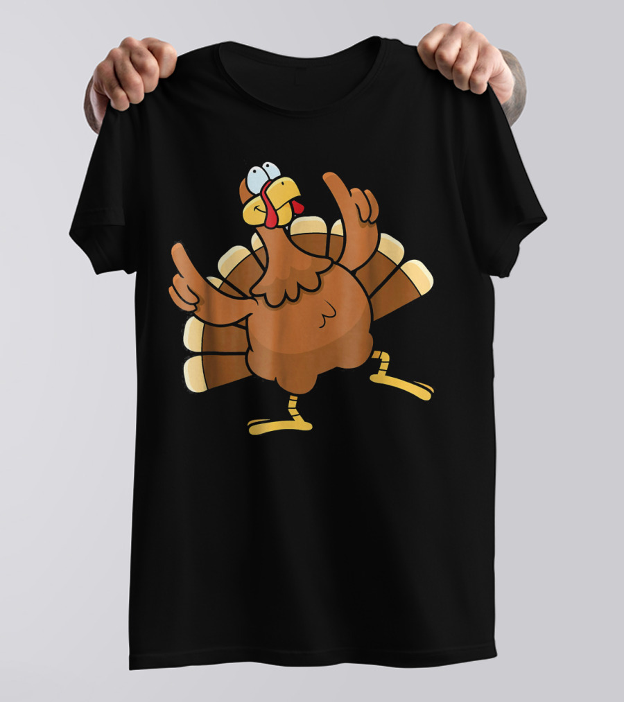 Funny Dancing Turkey Cartoon Character T-Shirt
