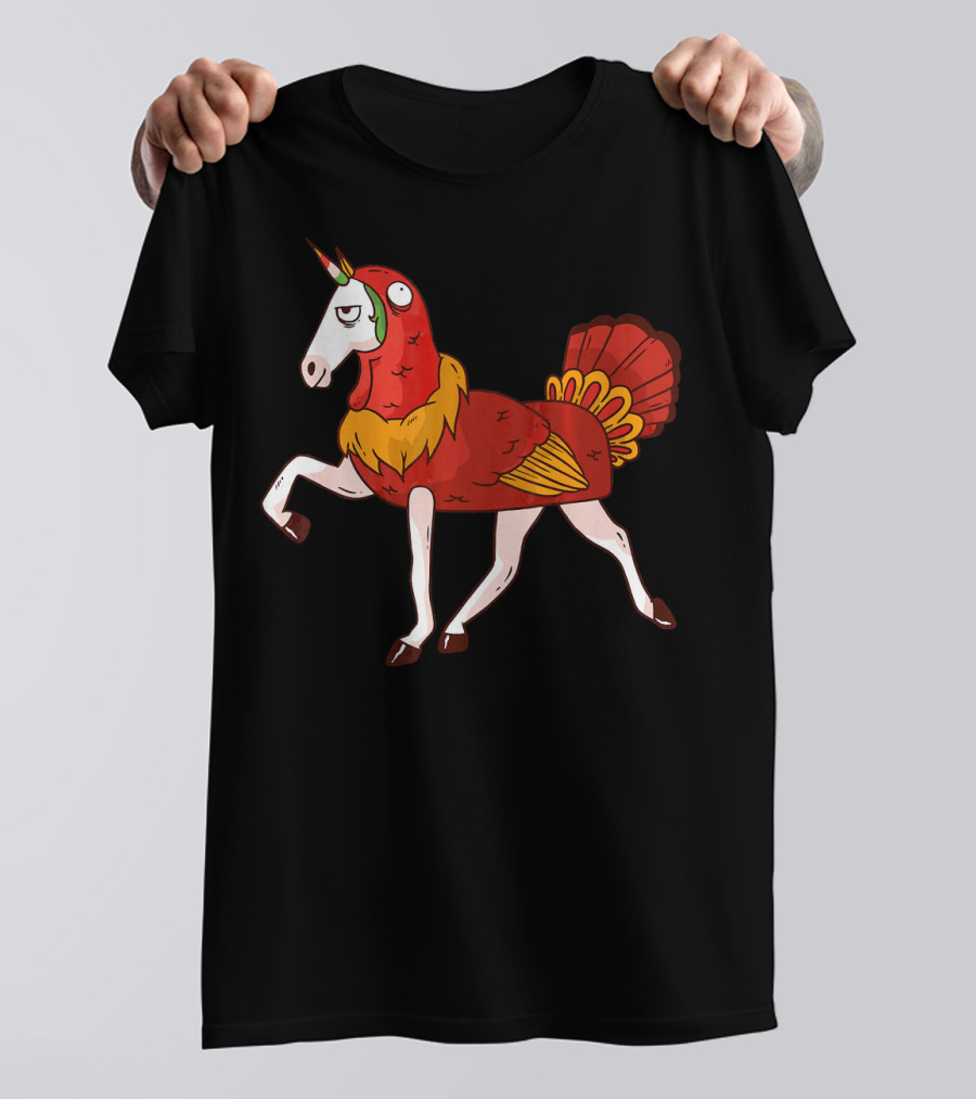 Funny Turkey Unicorn Costume Transformation T-Shirt
