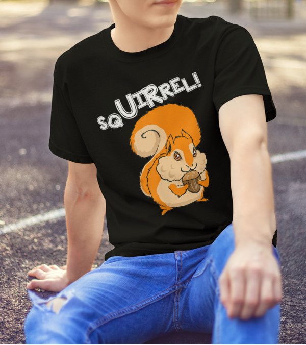 Squirrel Funny Cartoon Squirrel Eating Acorn T-Shirt