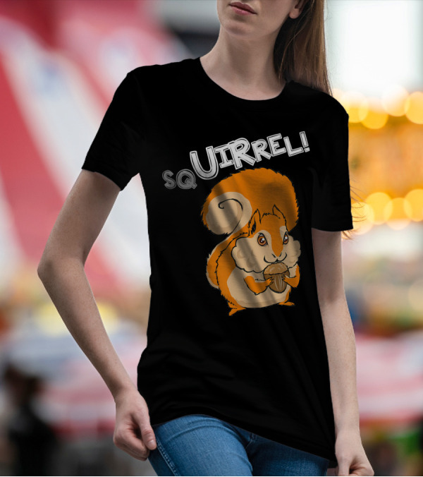 Squirrel Funny Cartoon Squirrel Eating Acorn T-Shirt