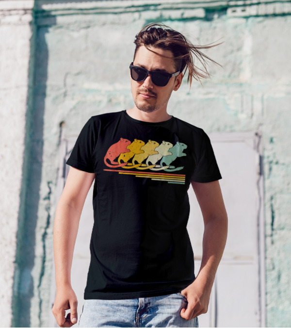 Gerbil Retro Vintage 70s 80s Multicolored Animal Print T-Shirt