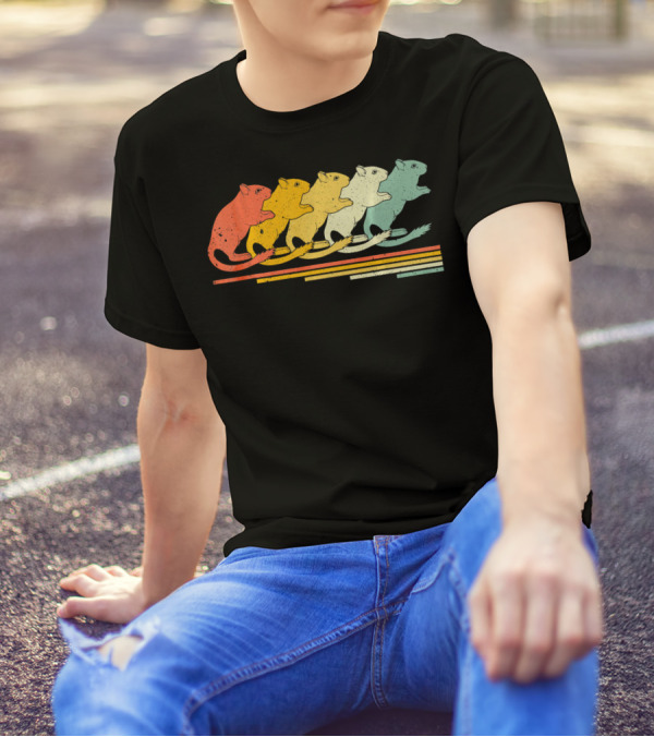 Gerbil Retro Vintage 70s 80s Multicolored Animal Print T-Shirt