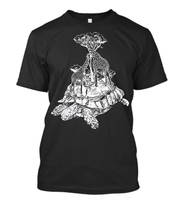 Giraffes Tortoise Turtle Tree Cool Zoo T-Shirt