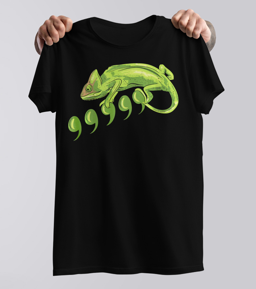 Comma Chameleon Meme Funny Reptile Humor T-Shirt