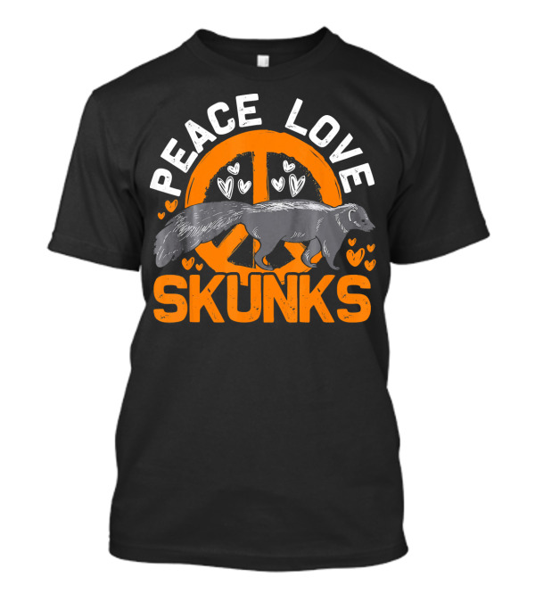 Peace Love Skunks Hippie Idea Animal Hearts T-Shirt